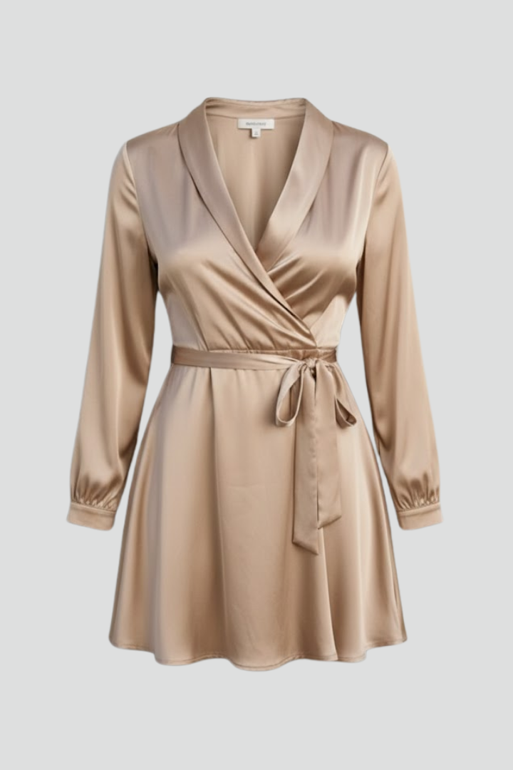 Women’s Mini Dress with V-Neck and Wrap Waist