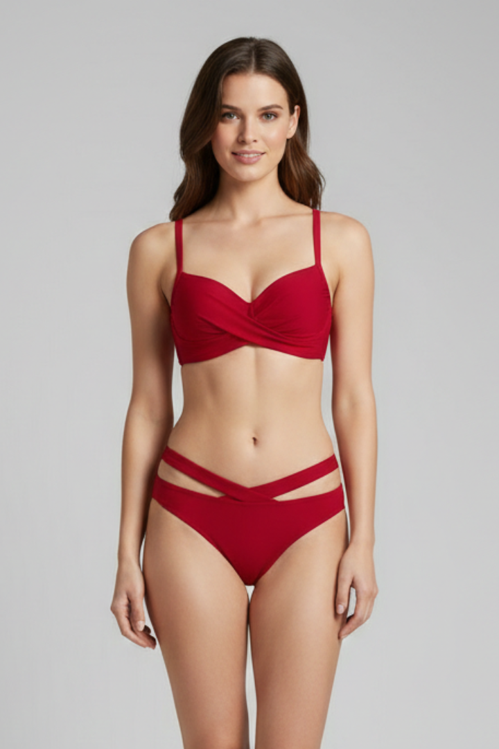 Women’s Bikini Set with Underwire Top and Tie Shorts