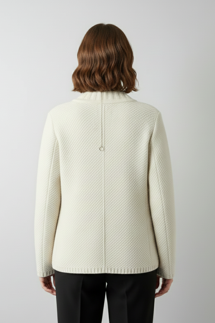 Women’s Blazer with Button Front and Structured Knit Surface
