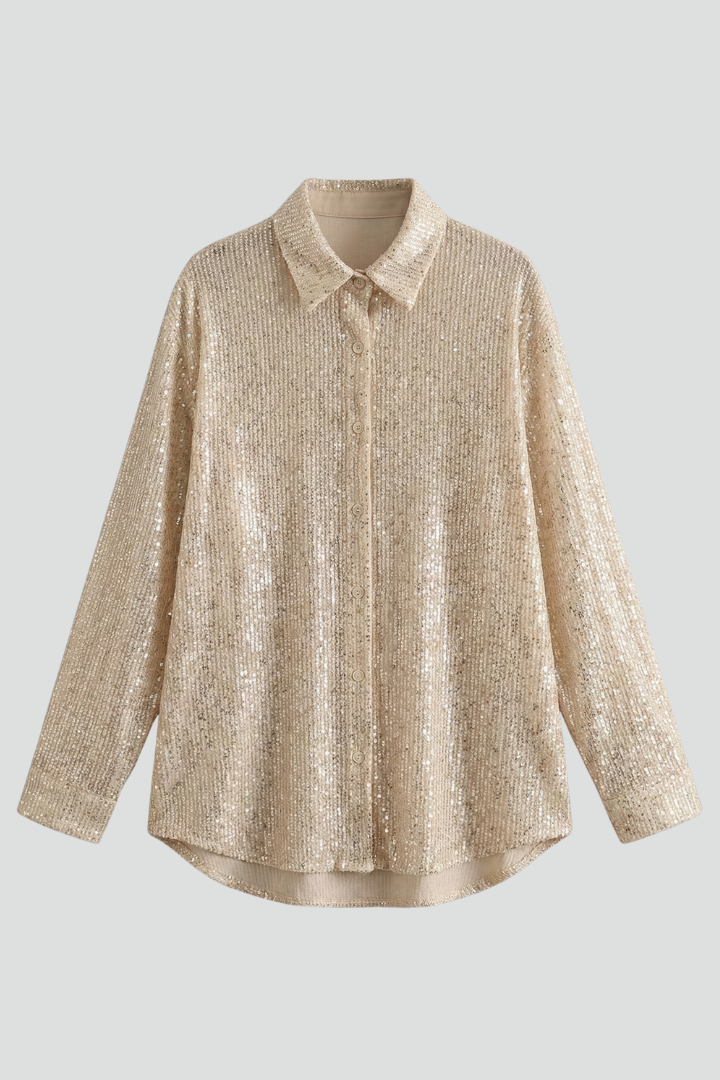 Women’s Blouse with Button Fastening and Textured Surface