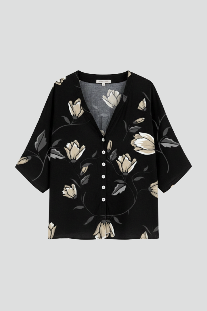 Women’s Blouse with V-Neck and Floral Print