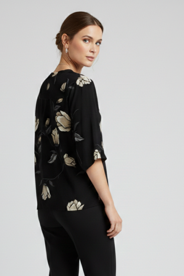 Women’s Blouse with V-Neck and Floral Print
