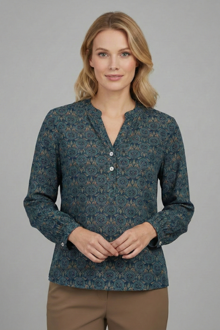 Women’s Blouse with V Neckline and Button Fastening
