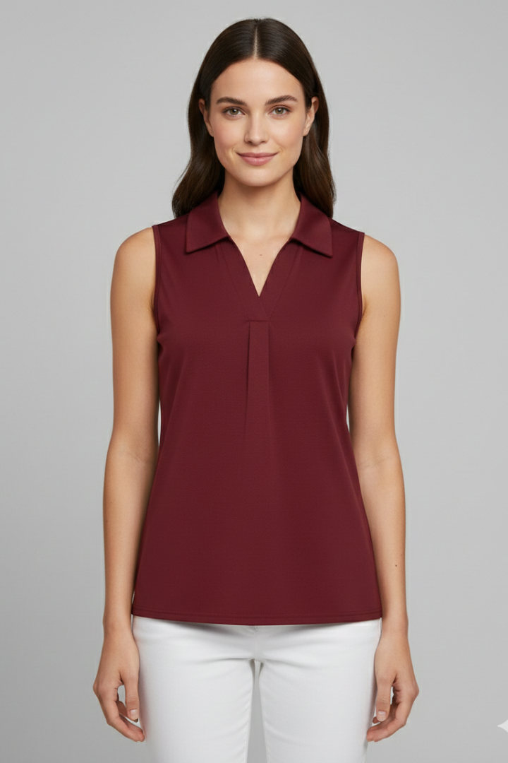 Women’s Blouse with V Neckline and Sleeveless Cut