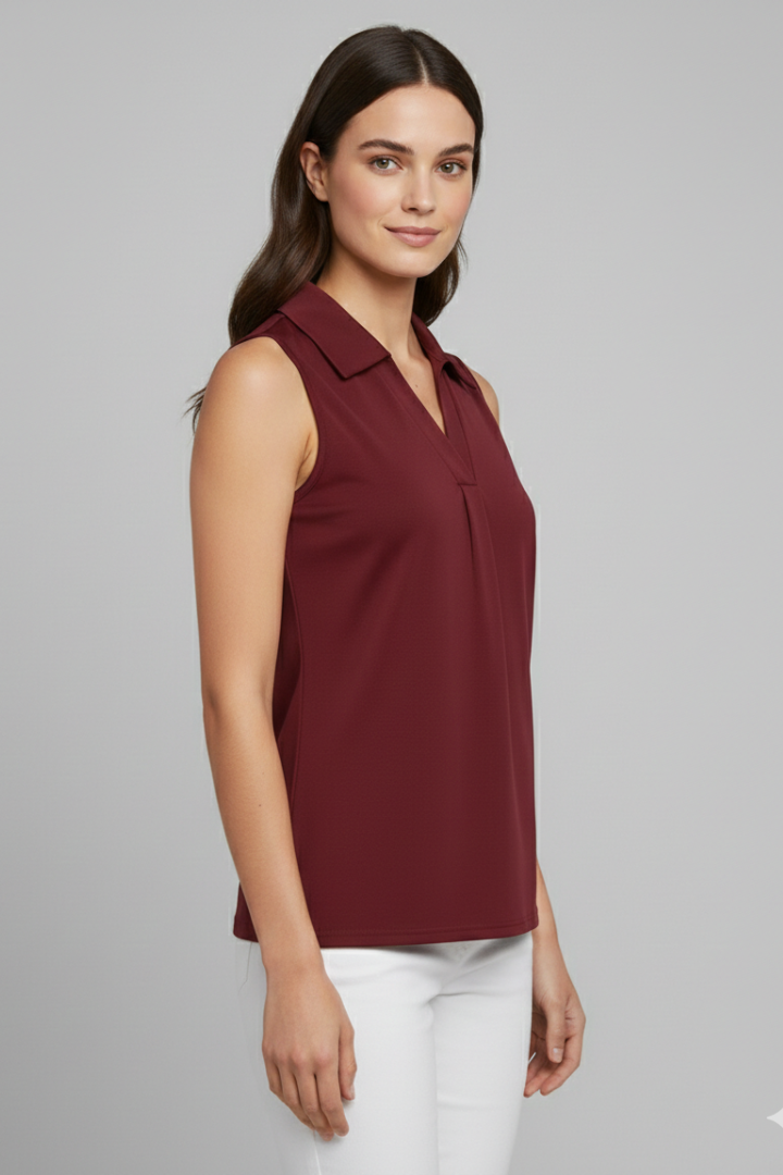 Women’s Blouse with V Neckline and Sleeveless Cut