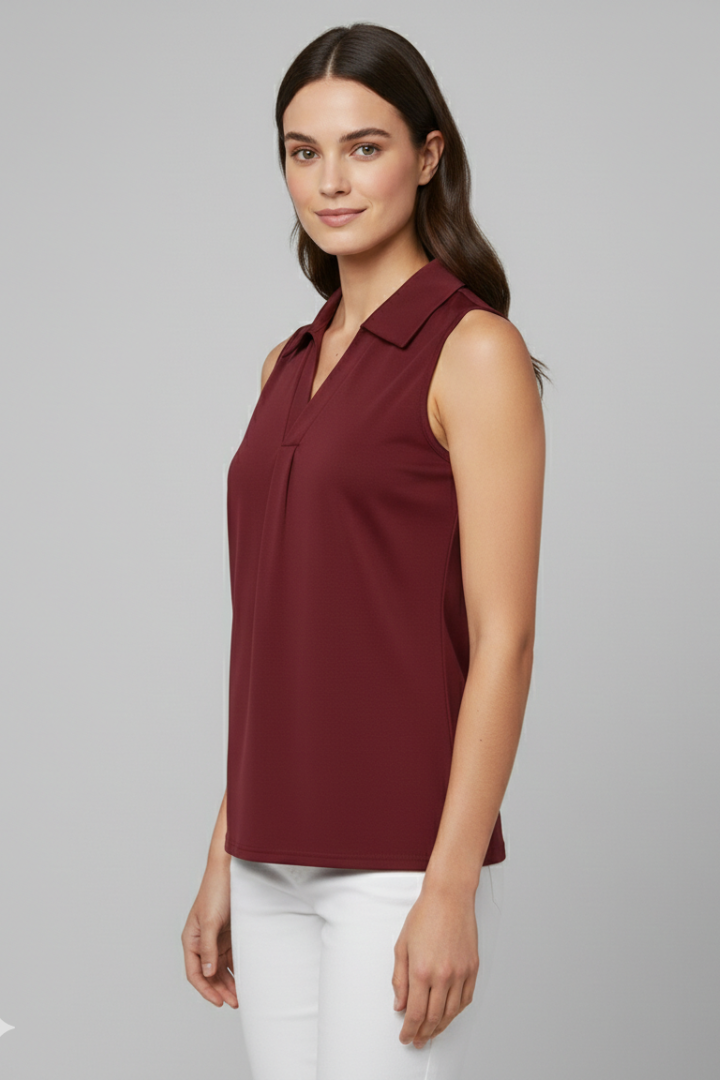 Women’s Blouse with V Neckline and Sleeveless Cut