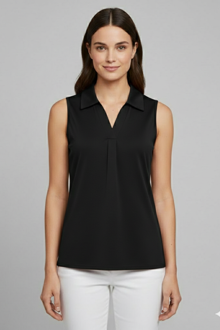 Women’s Blouse with V Neckline and Sleeveless Cut