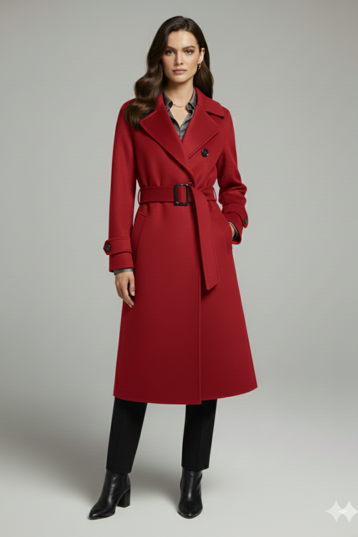 Women’s Coat with Lapel Collar and Button Closure