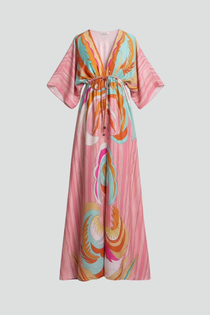 Women’s Dress with V Neck and Long Sleeves