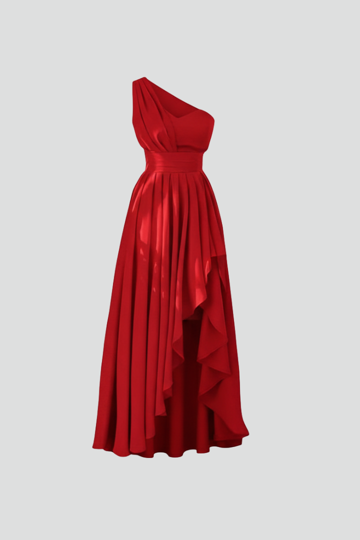 Women's Dress with V Neckline and High Waist