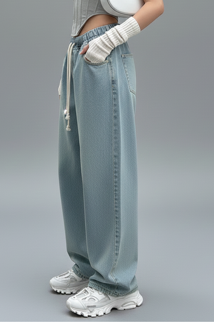 Women’s High-Waist Jeans with Pockets and Stretch Denim
