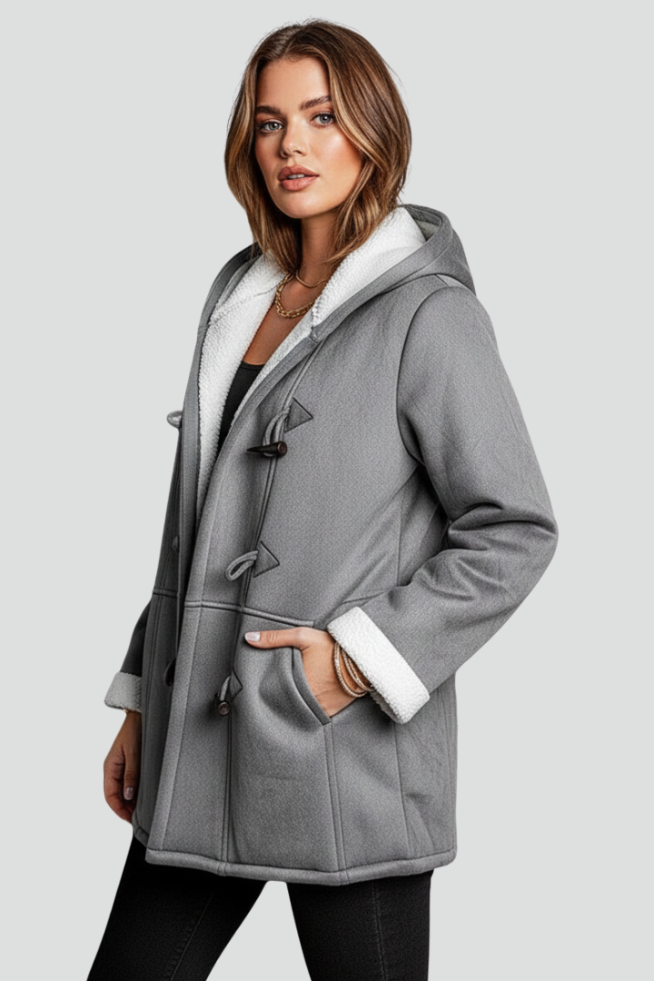 Women’s Hooded Coat with Toggle Fastening and Lined Interior