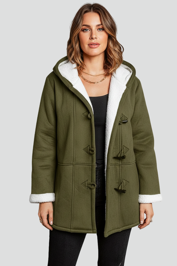 Women’s Hooded Coat with Toggle Fastening and Lined Interior