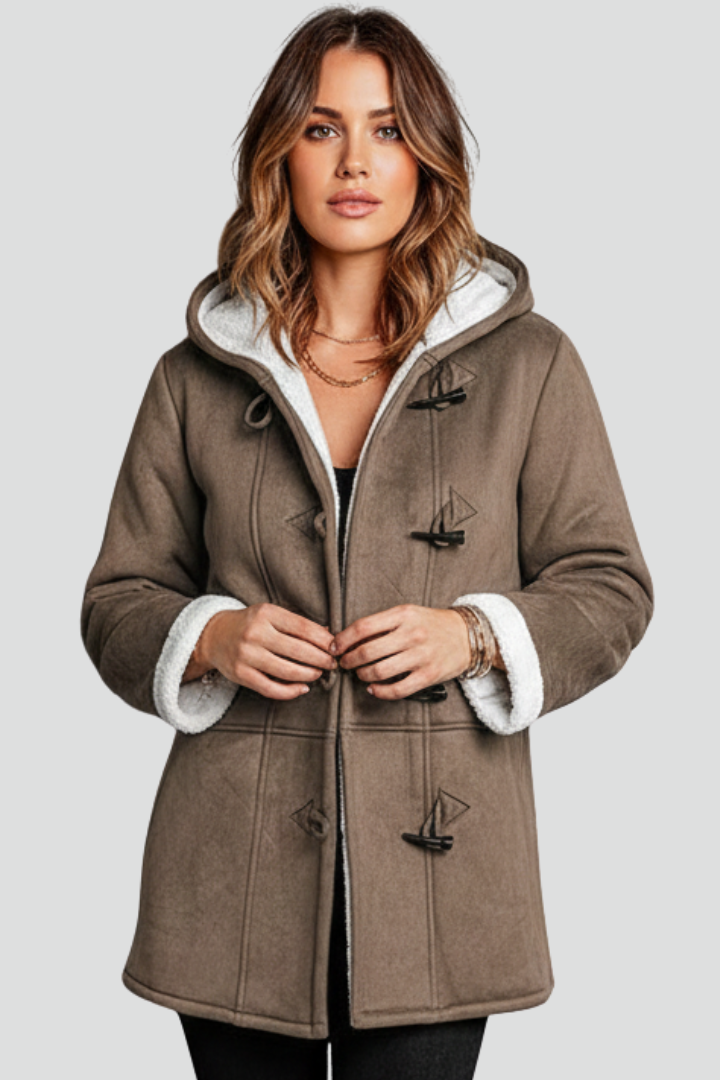 Women’s Hooded Coat with Toggle Fastening and Lined Interior