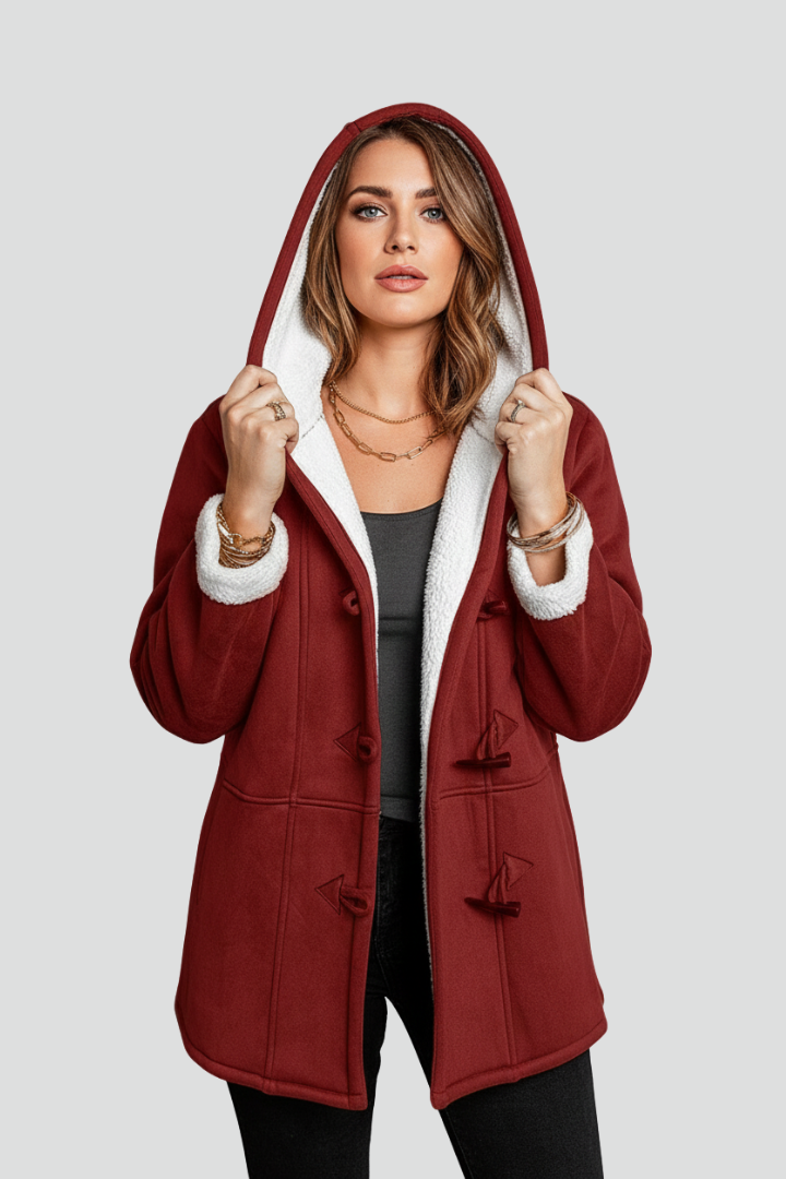 Women’s Hooded Coat with Toggle Fastening and Lined Interior