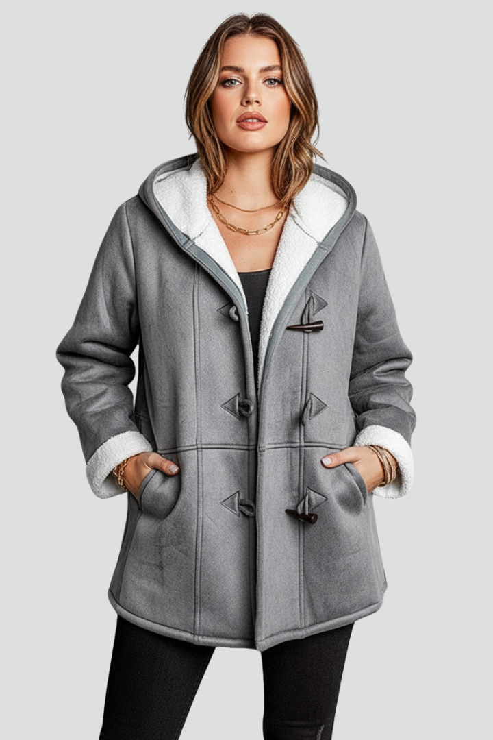 Women’s Hooded Coat with Toggle Fastening and Lined Interior