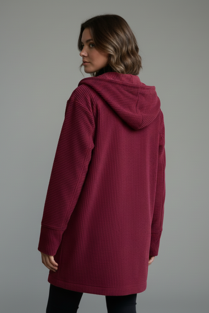 Women’s Hooded Jacket with Button Placket and Pockets