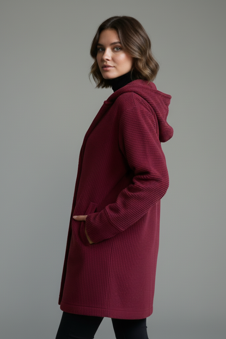 Women’s Hooded Jacket with Button Placket and Pockets