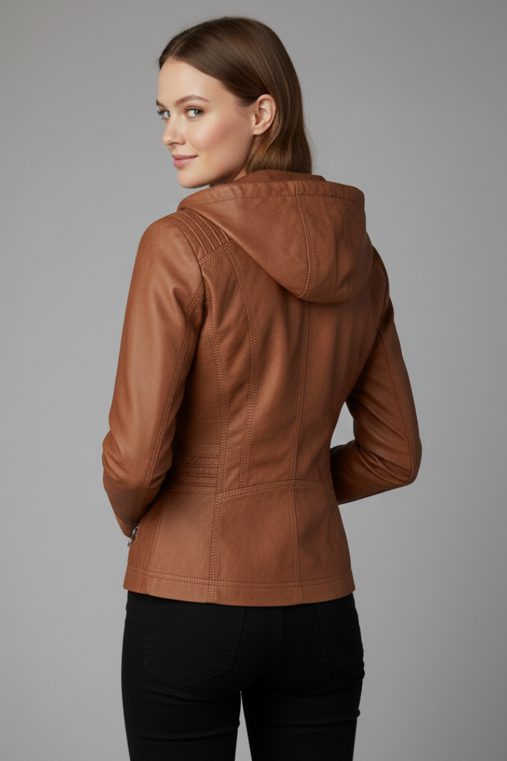 Women’s Hooded Jacket with Zip and Button Placket