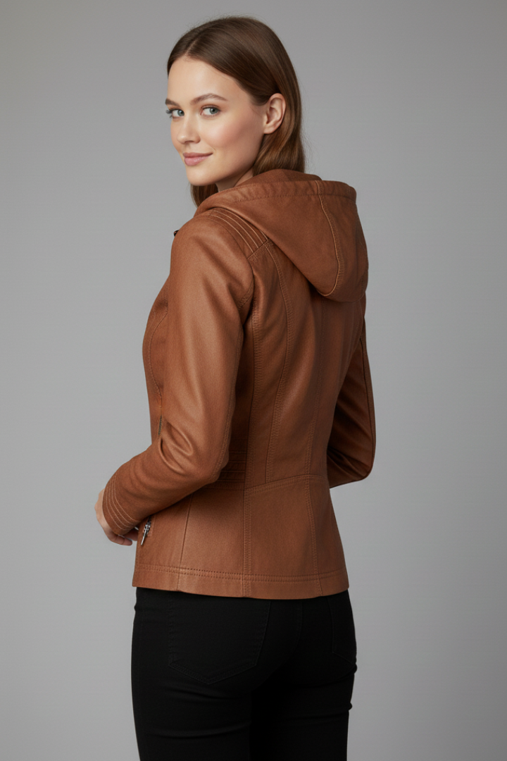 Women’s Hooded Jacket with Zip and Button Placket