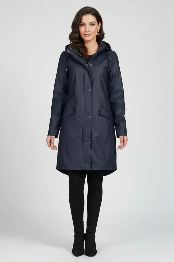 Women’s Hooded Long Jacket with Front Pockets