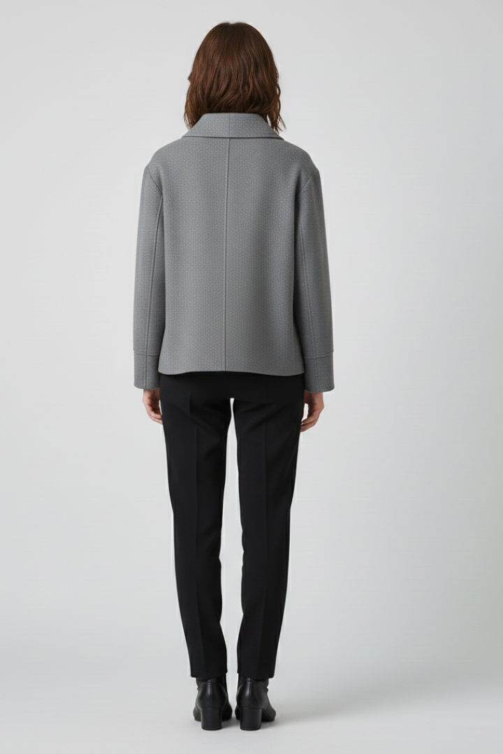Women’s Jacket with Wide Collar and Button Closure
