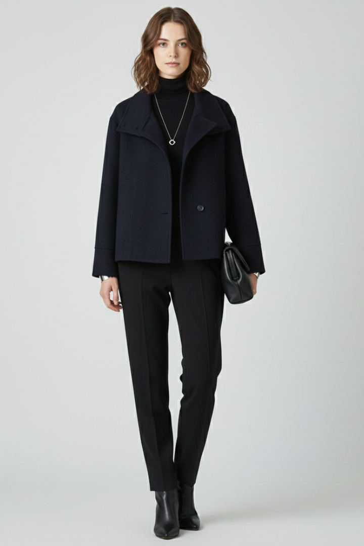 Women’s Jacket with Wide Collar and Button Closure