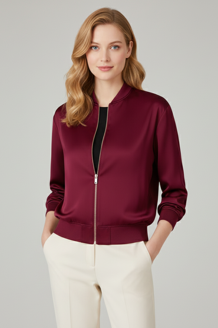 Women’s Jacket with Zipper and Ribbed Cuffs