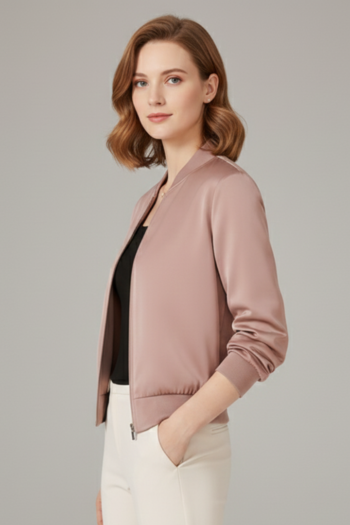 Women’s Jacket with Zipper and Ribbed Cuffs