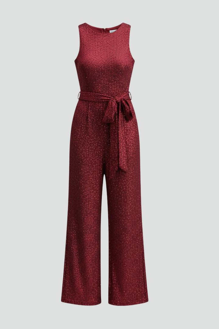 Women’s Jumpsuit with Sleeveless Top and Waist Tie