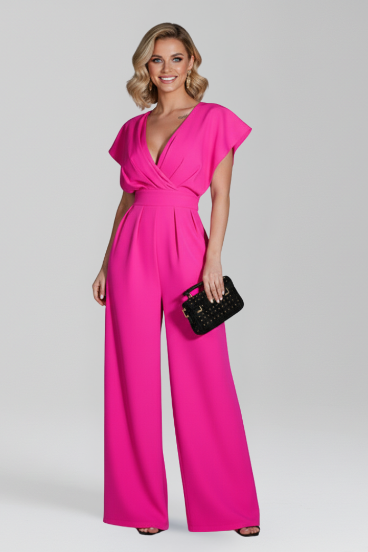 Women’s Jumpsuit with V Neckline and Wide Legs