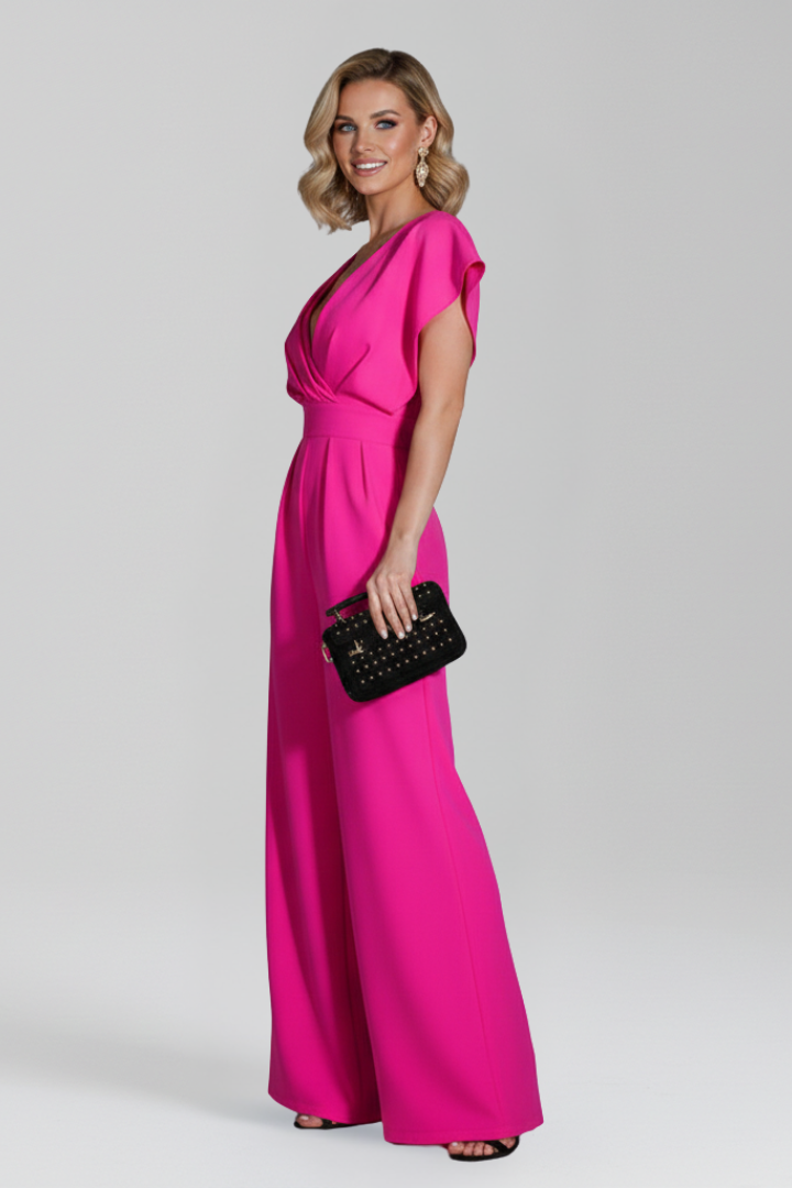 Women’s Jumpsuit with V Neckline and Wide Legs