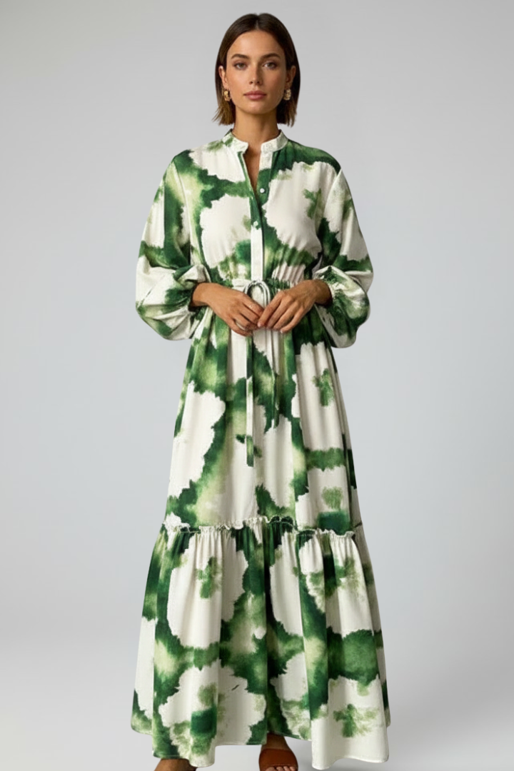 Women’s Maxi Dress with V-Neck and Long Sleeves