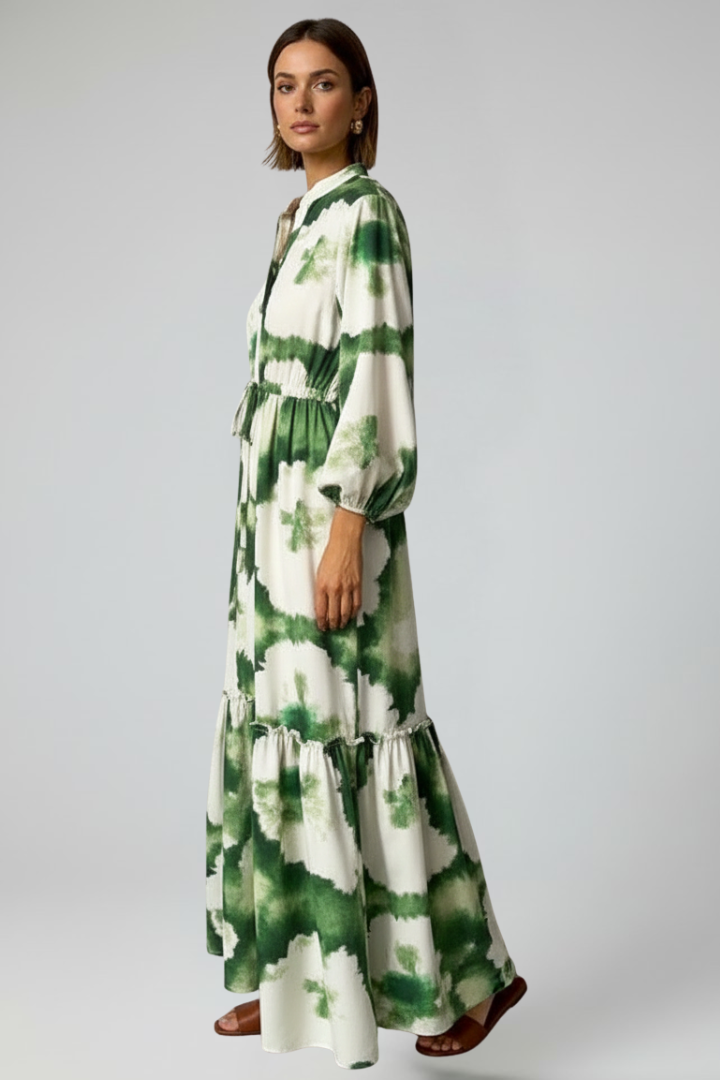 Women’s Maxi Dress with V-Neck and Long Sleeves