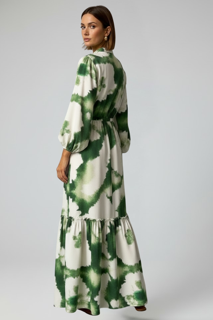 Women’s Maxi Dress with V-Neck and Long Sleeves