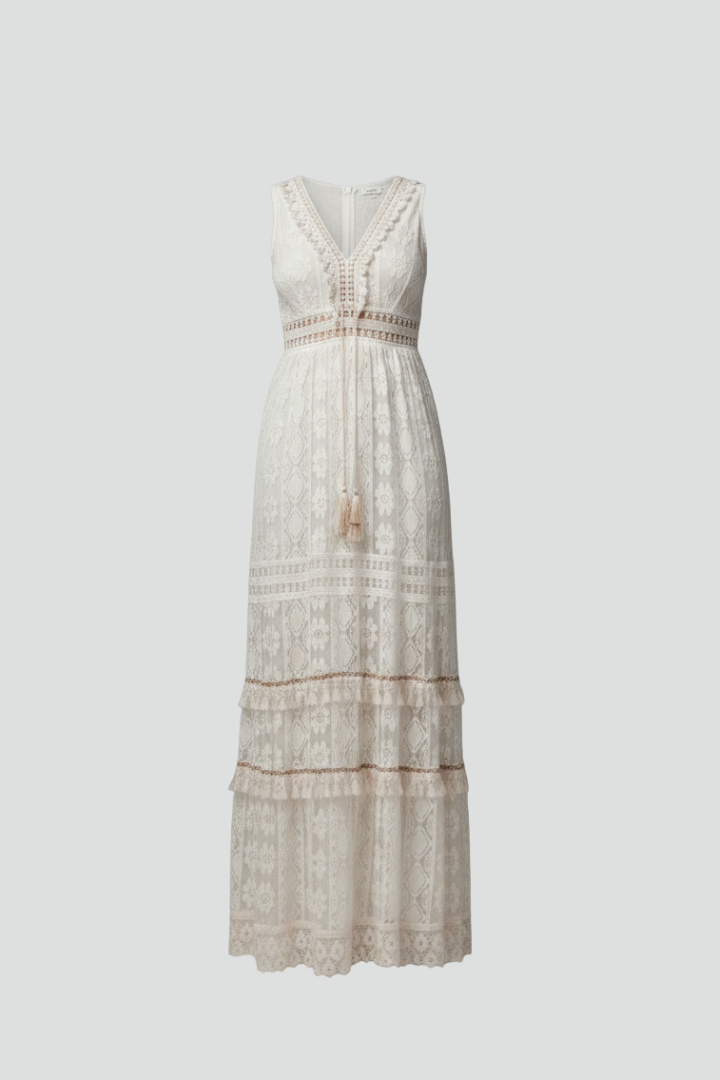Women’s Maxi Dress with V Neck and Tiered Skirt