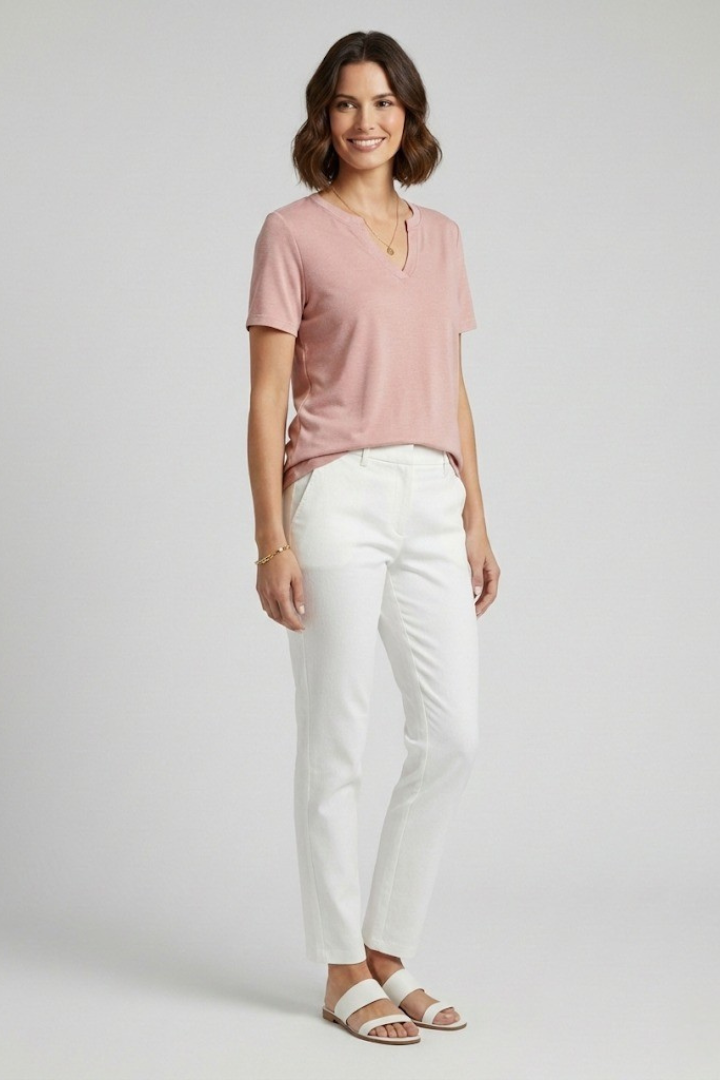 Women’s T-Shirt with V Neckline and Short Sleeves