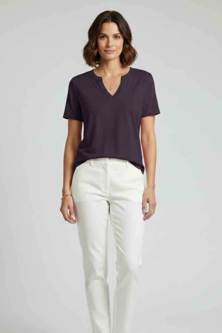 Women’s T-Shirt with V Neckline and Short Sleeves