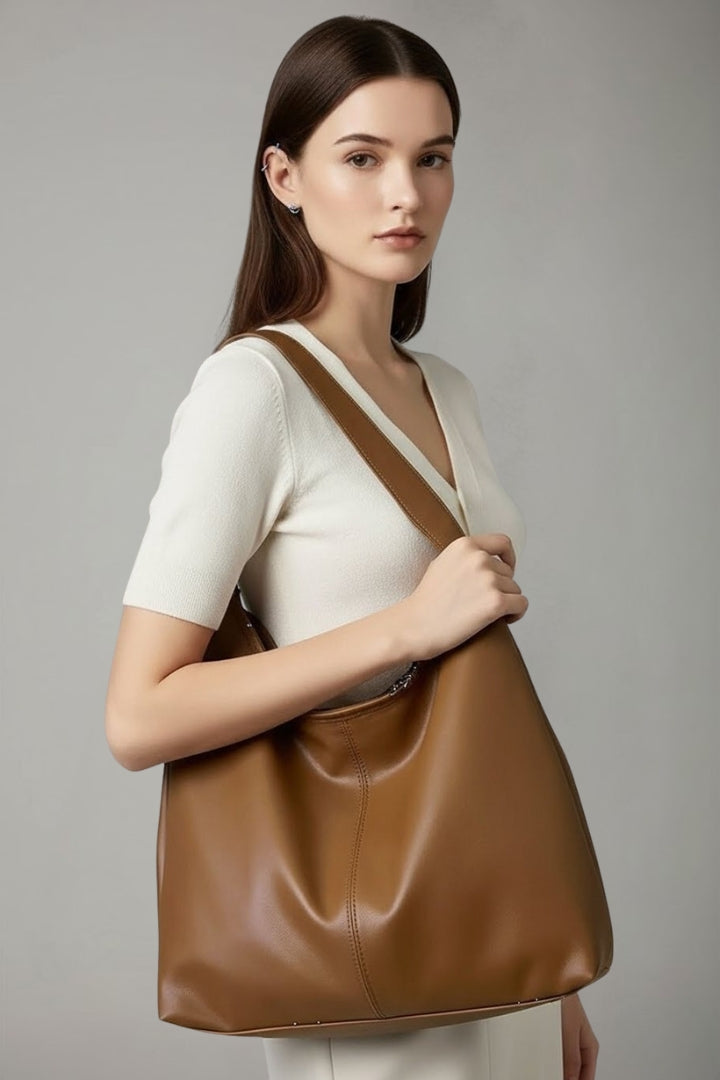 Women’s Tote Bag with Faux Outer and Large Inner Pocket