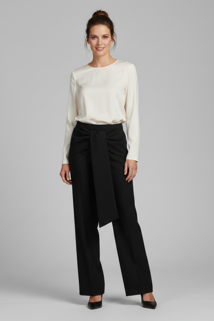 Women’s Trousers with High Waist and Pleated Front