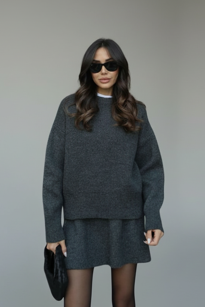 Women’s Two-Piece Set with Sweater and Skirt