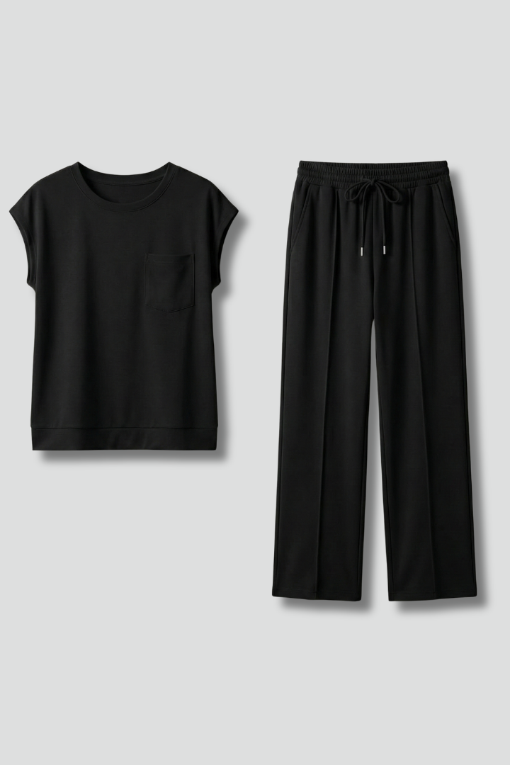 Women’s Two Piece Set with Cap Sleeves and Drawstring Waist