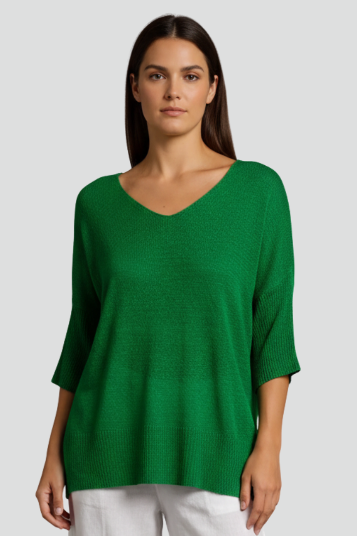 Women’s V-Neck Top with Short Sleeves and Relaxed Shape