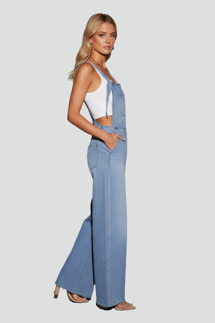 Women’s Wide-Leg Jumpsuit with Straps and Front Pocket