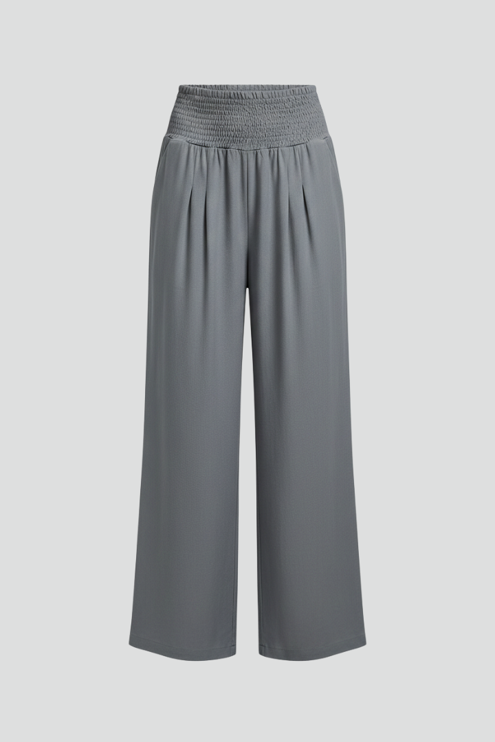 Women’s high-waist trousers with stretch material and straight-leg outline