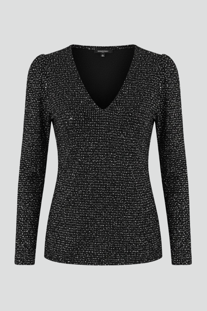 Women’s Top with V-Neck and Long Sleeves