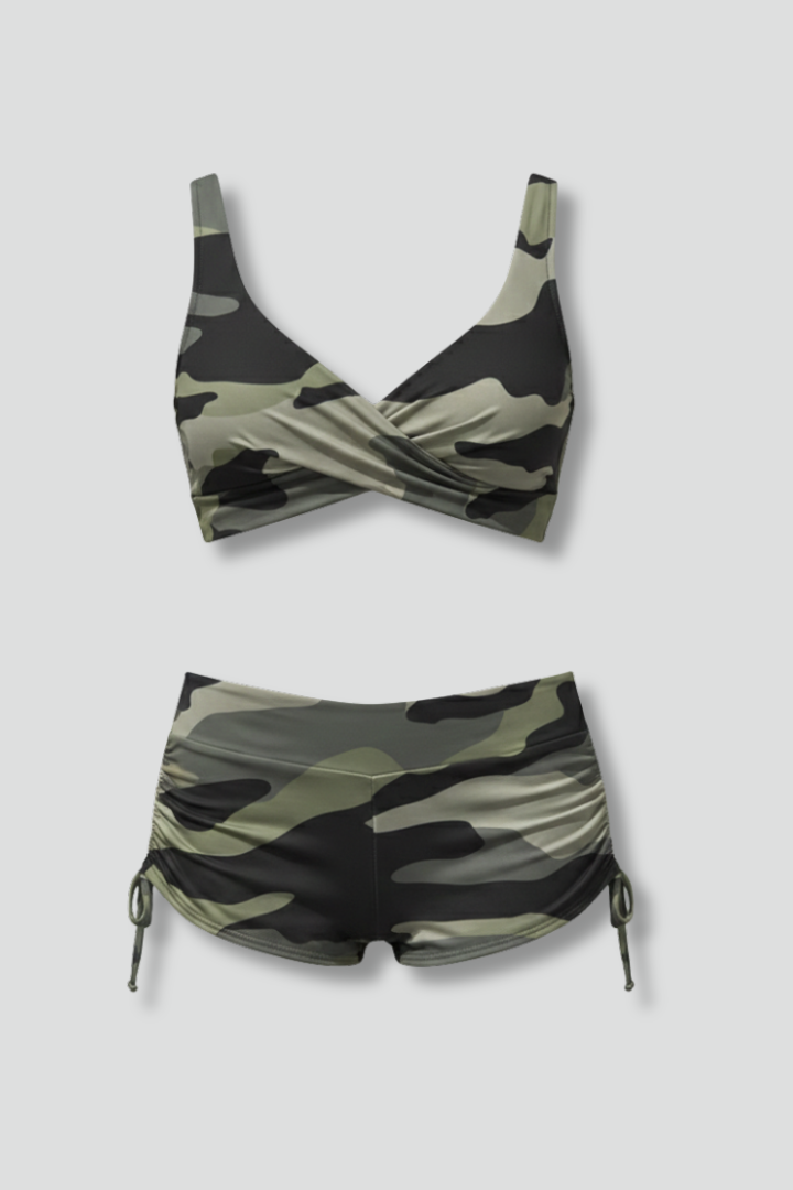 Women’s Bikini Set with Twist Top and Shorts
