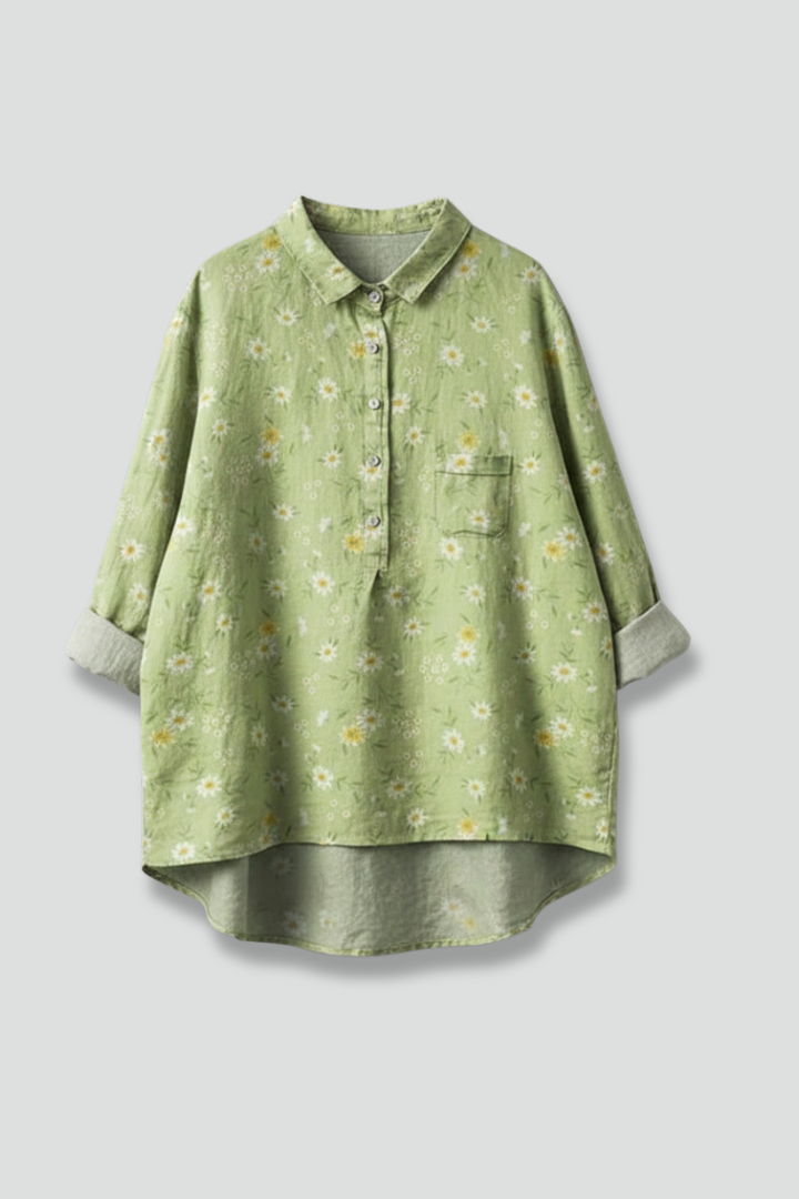 Women’s Blouse with Collar and Chest Pocket