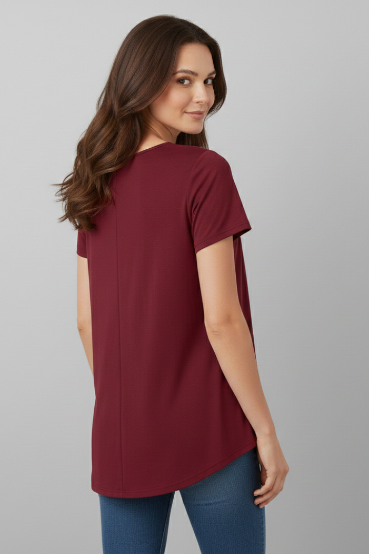 Women’s Blouse with V-Neck and Button Detail