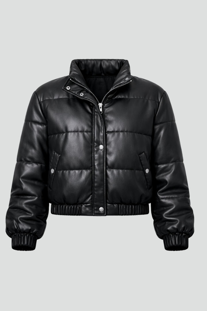 Women’s Bomber Jacket with Zipper Closure and Elasticated Sleeves